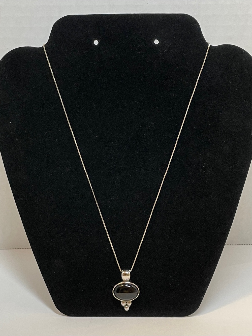 Modernist ATI Mexico Handmade 925 Sterling Onyx Pendant Necklace 18”  8.24g